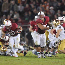 Andrus Peat (70) went to the New Orleans Saints as the No. 13 draft pick Thursday evening. (LUIS AGUILAR/The Stanford Daily)