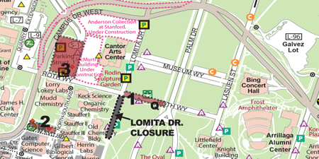 Map showing Lomita Drive closure and parking alternatives