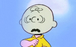 Charlie Brown looking stressed and sick