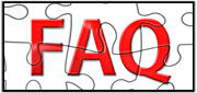 image of the red text FAQ in front of a white-backgrounded jigsaw puzzle