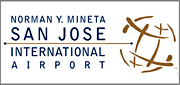 Image of San Jose International Airport logo, text on the left, global on the right