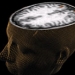 Brain scan, face in profile