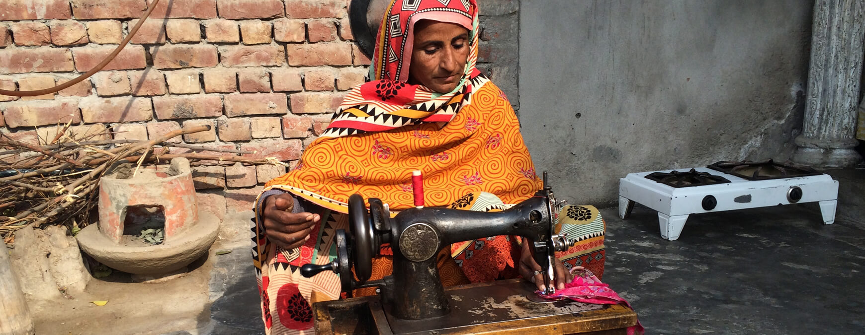 lady at a sewing machine