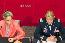 “A Hundred Years Later: Women and War Today” featured panelists Gil-li Vardi, Sarah Chayes, Colonel Jennifer G. Buckner, and Colonel Tracey Roou.