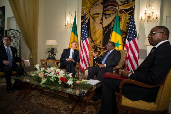 President Barack Obama and President Macky Sall of Senegal hold a bilateral meeting at the Presidential Palace in Dakar, Senegal