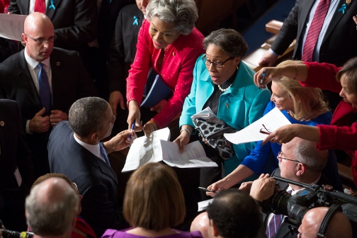 SOTU14 President Obama Signs Copies of his Speech