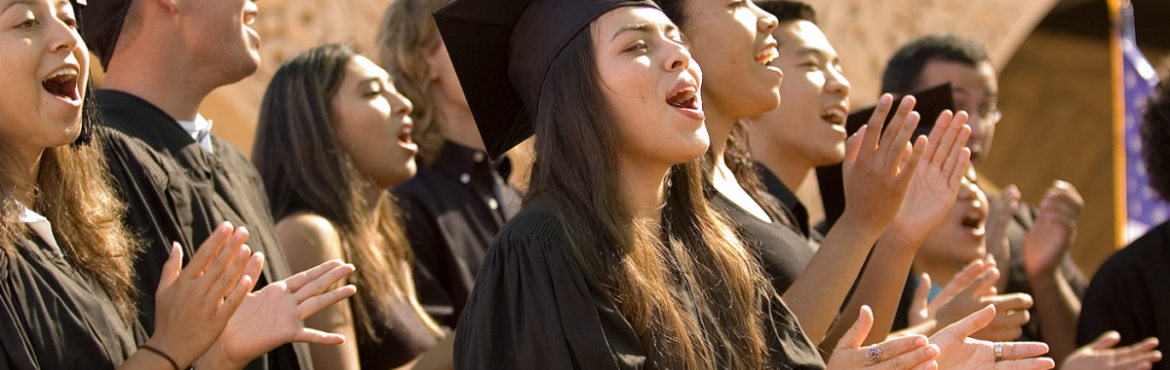 Students celebrating at commencement