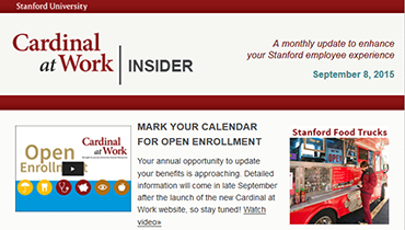 Screenshot of an issue of The Cardinal at Work Insider.