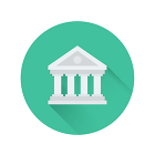 Emerald-colored circular icon of bank