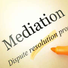Word "mediation" and "dispute resolution" with orange highlighter. "Resolution" is highlighted.