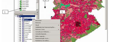 geographic information system showing image of a map with different sections colored different shades of pink and green