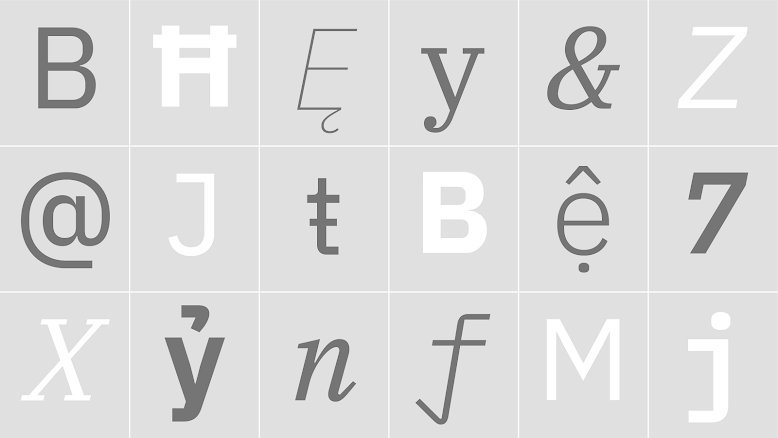 International letters displayed in IBM Plex type