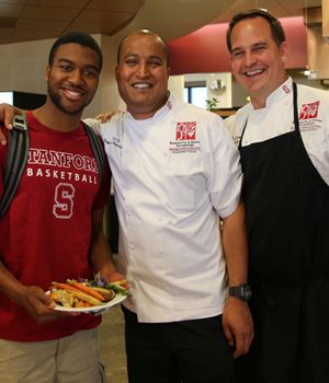 Student with Stanford Dining Hall Chefs