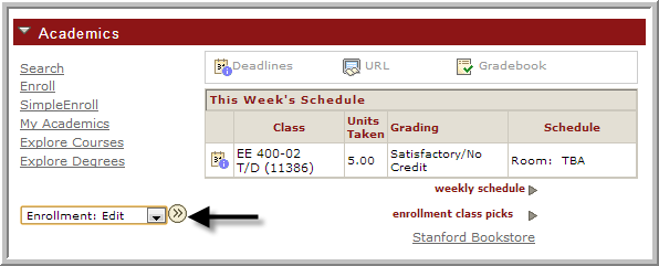  Edit from dropdown in Student Center Acadmics