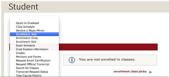 screenshot of study list planner enrollment add screen