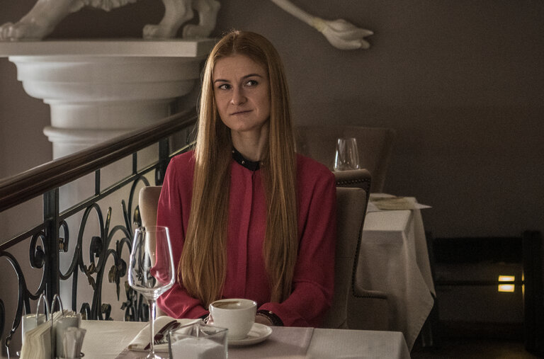 Maria Butina, in a Moscow restaurant in October. She made headlines across America when she was convicted three years ago of operating as an unregistered foreign agent.