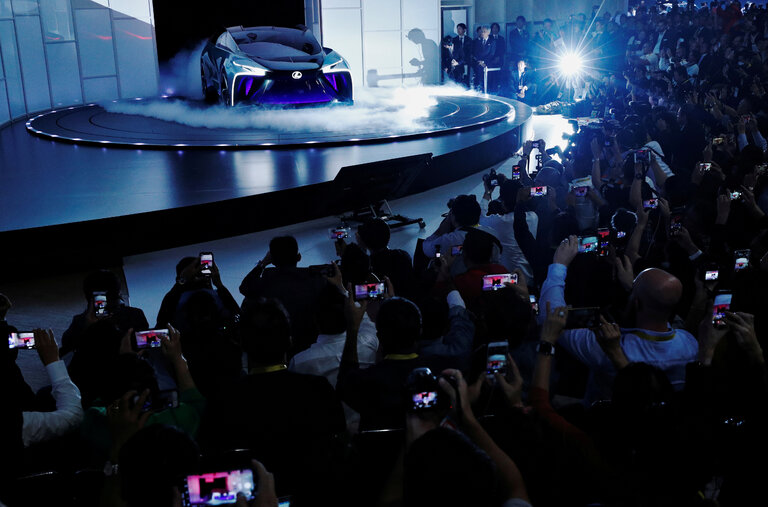 A Lexus electric vehicle concept at the Tokyo Motor Show in 2019. The brand will sell nothing but electric vehicles in the United States, Europe and China by 2030.