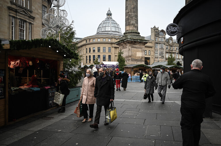 Newcastle, England, on Monday. A total of 82,886 new coronavirus cases were reported across Britain on Sunday after days of record highs.