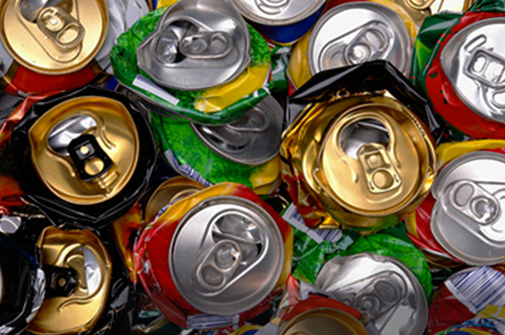 Cans crushed for recycling