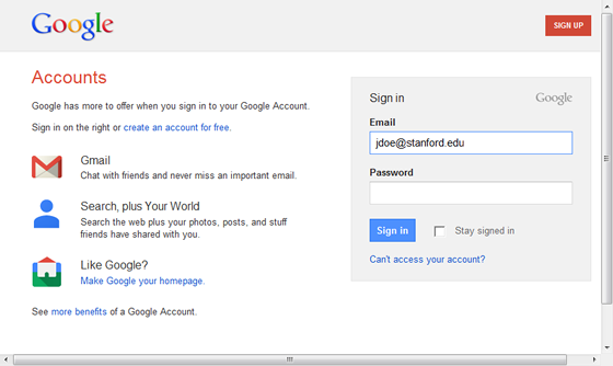 log in to Google Apps