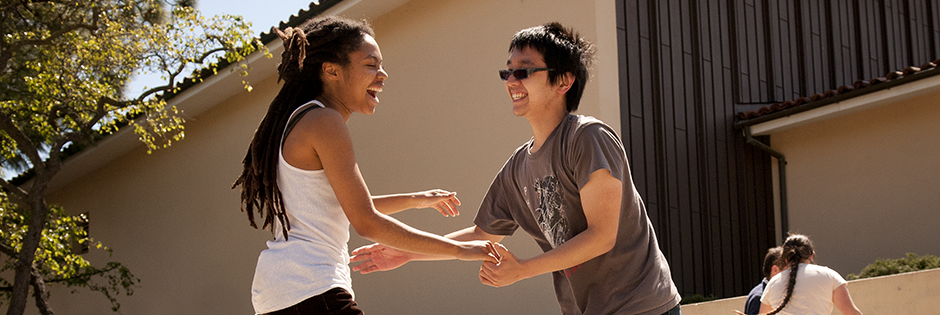 Students dancing in White Plaza.