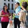 Three students talking