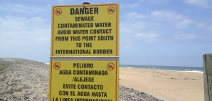 Warning sign at Imperial Beach, San Diego