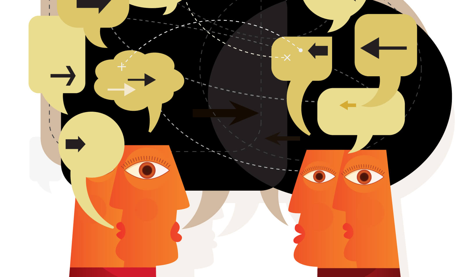  illustration of heads communicating ideas | iStock/DrAfter123