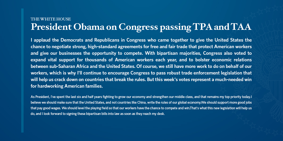 The President's statement on TPA and TAA