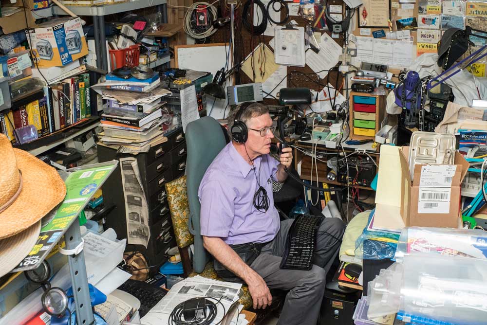 Moerner uses ham radio gear in his garage