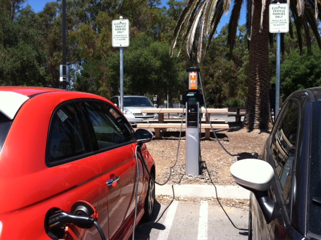 Car at EV charging station