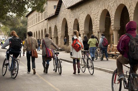 Students walking and bicycling