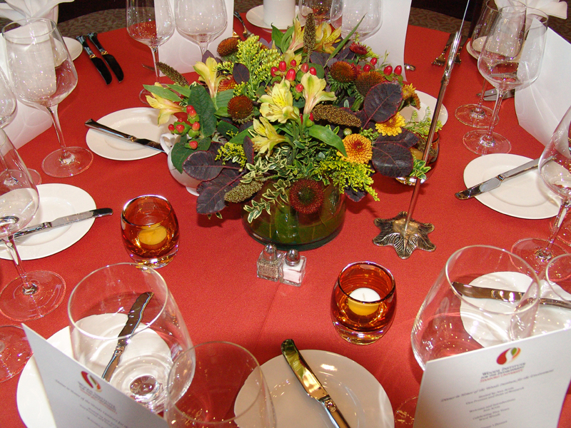 Dining Table with Centerpiece Flowers