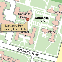 Campus Map Highlighting Manzanita Park Housing Front Desk