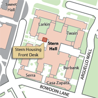 Campus Map Highlighting Stern Hall Housing Front Desk