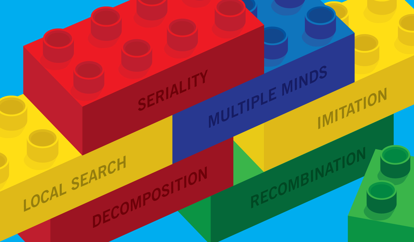 When solving problems, professor Jonathan Bendor recommends an approach that uses basic building blocks. | Illustration by Tricia Seibold