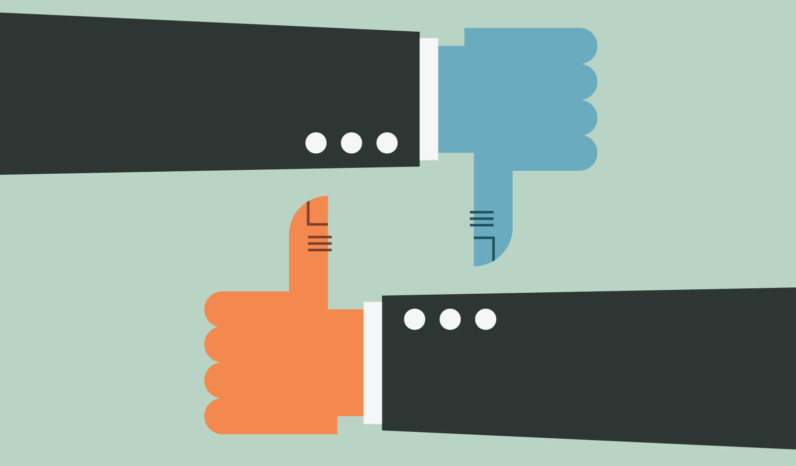  Illustration of one thumbs up and one thumbs down | iStock/Topp_Yimgrimm