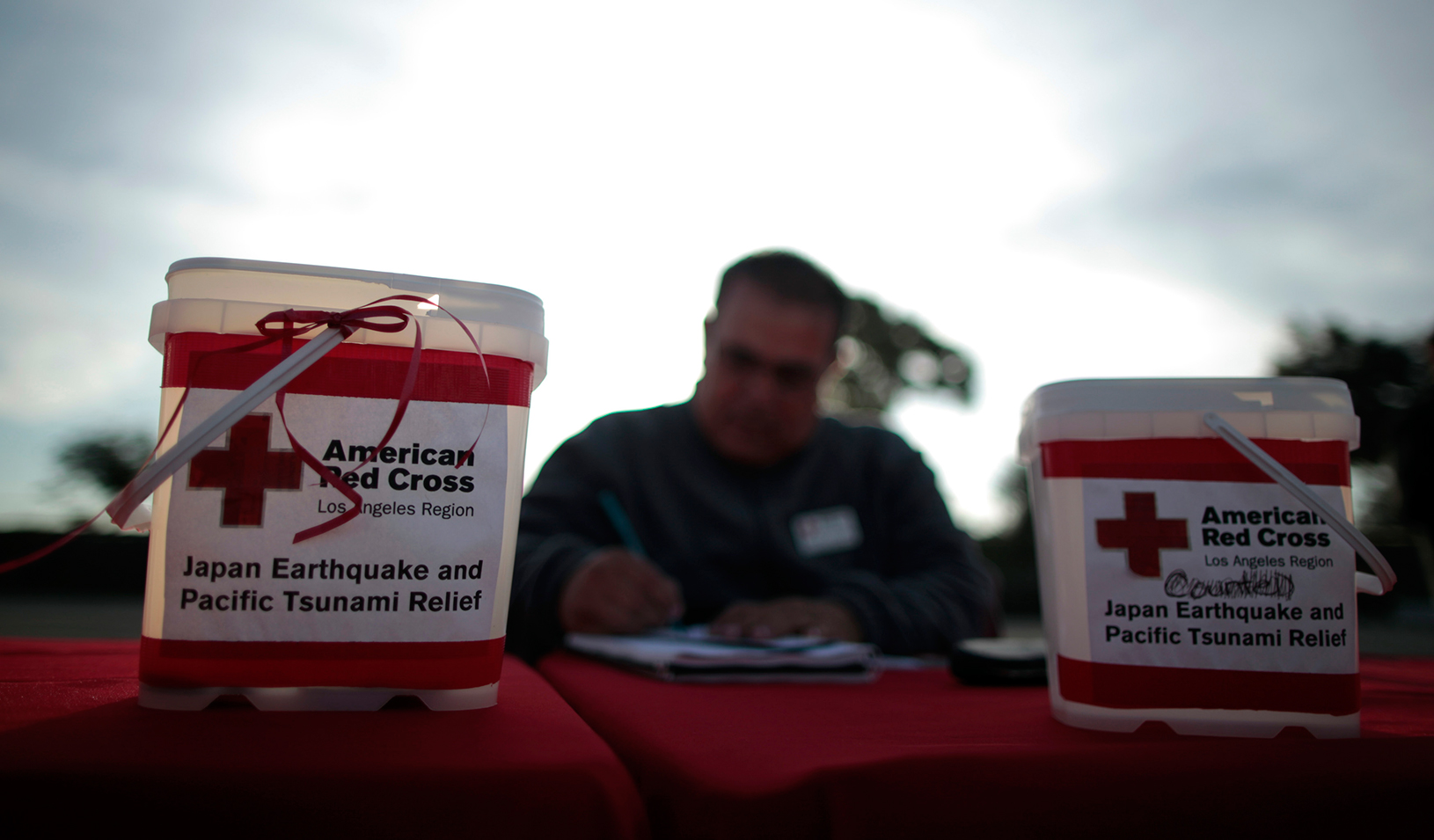 Red Cross Relief Donation Collection Buckets