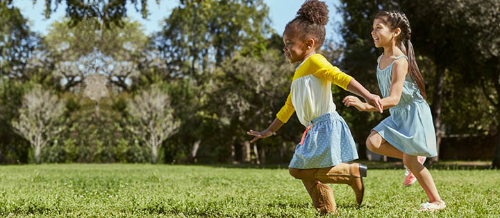two young girls running