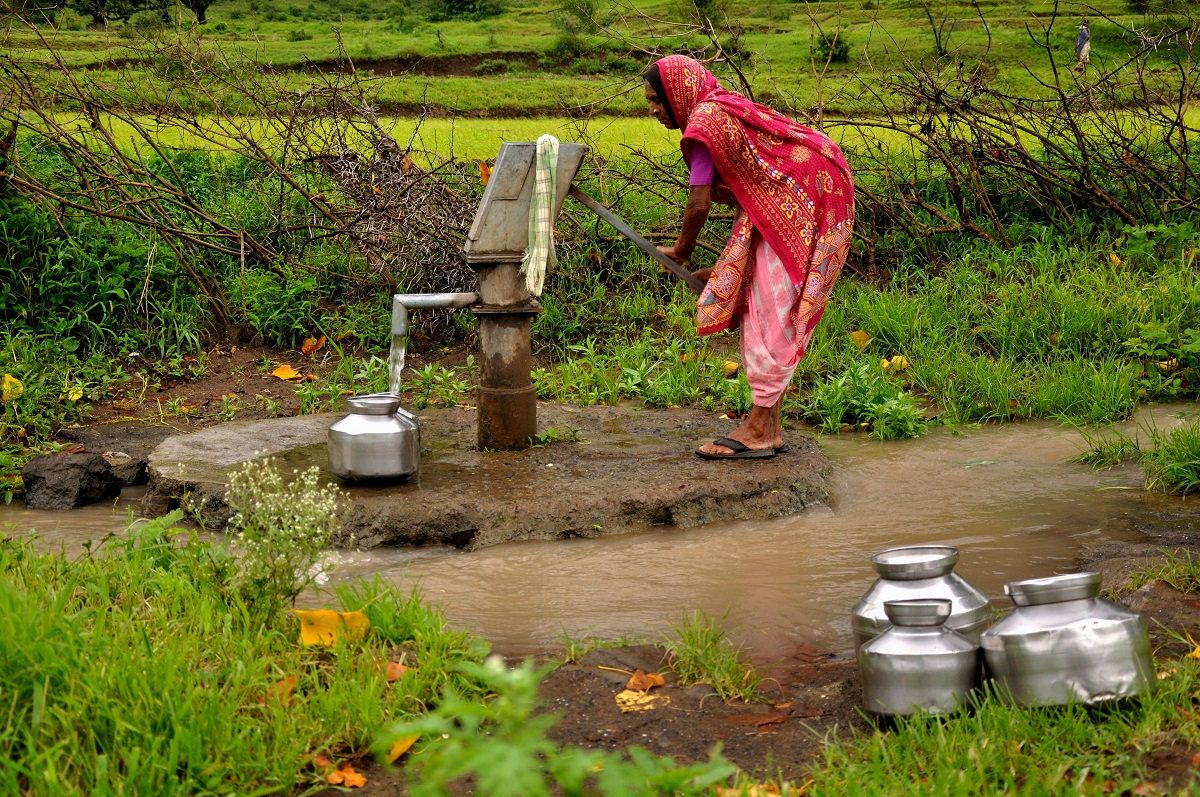 Woman fetching water