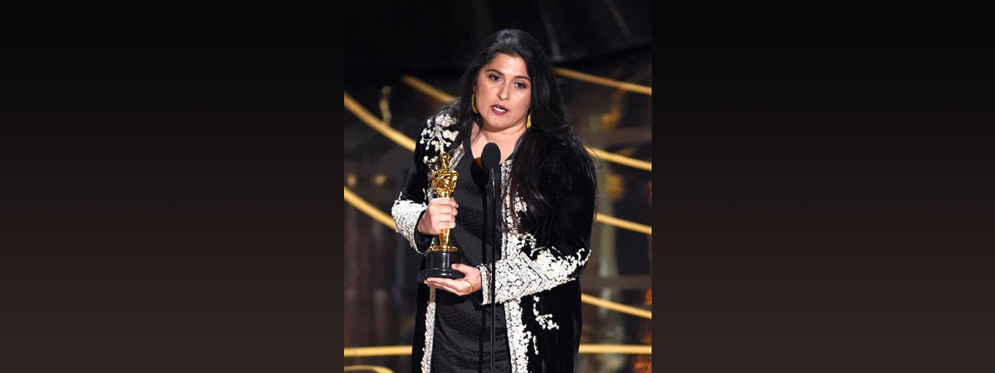 Sharmeen Obaid-Chinoy at the 2016 Academy Awards Ceremony. (Photo credit: Chris Pizzello/Invision/AP)