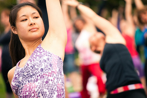 Women stretching