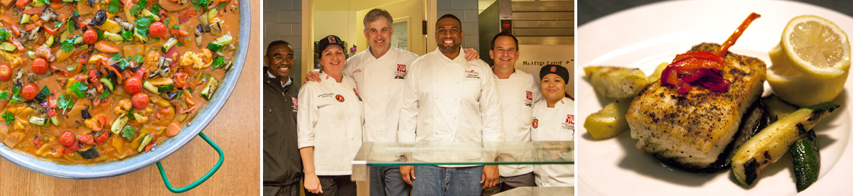 Stanford Dining montage of food, chefs, and staff