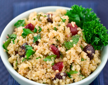 Healthy options available at the Med Cafe like kale and couscous.
