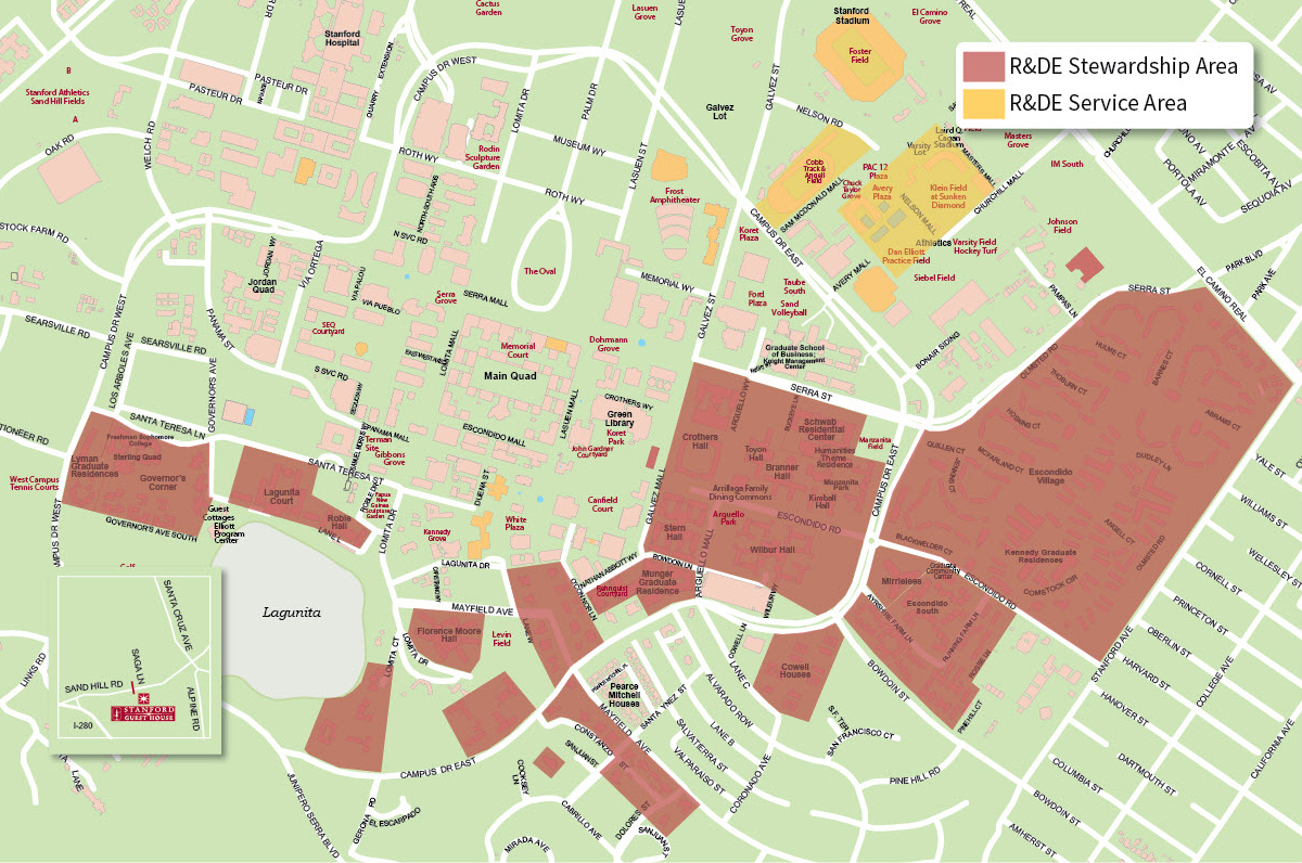 R&DE Stewardship and Service Areas on campus