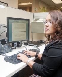 photo of female employee working at her desk