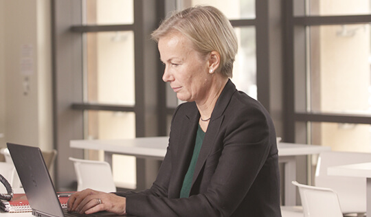 woman working on a laptop