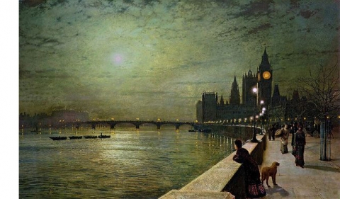moonlight over river Thames