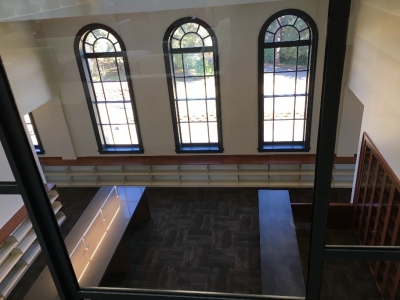 Looking down on main service room