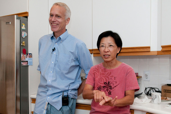 Nobel Prize winner Brian Kobilka and his wife, Tong Sun Kobilka, at their home this morning.